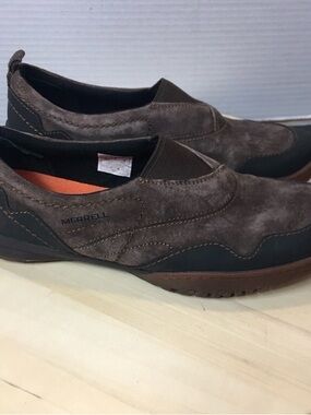Womens Merrell Leather Slip On Shoes Size 8.5 Brown Clogs